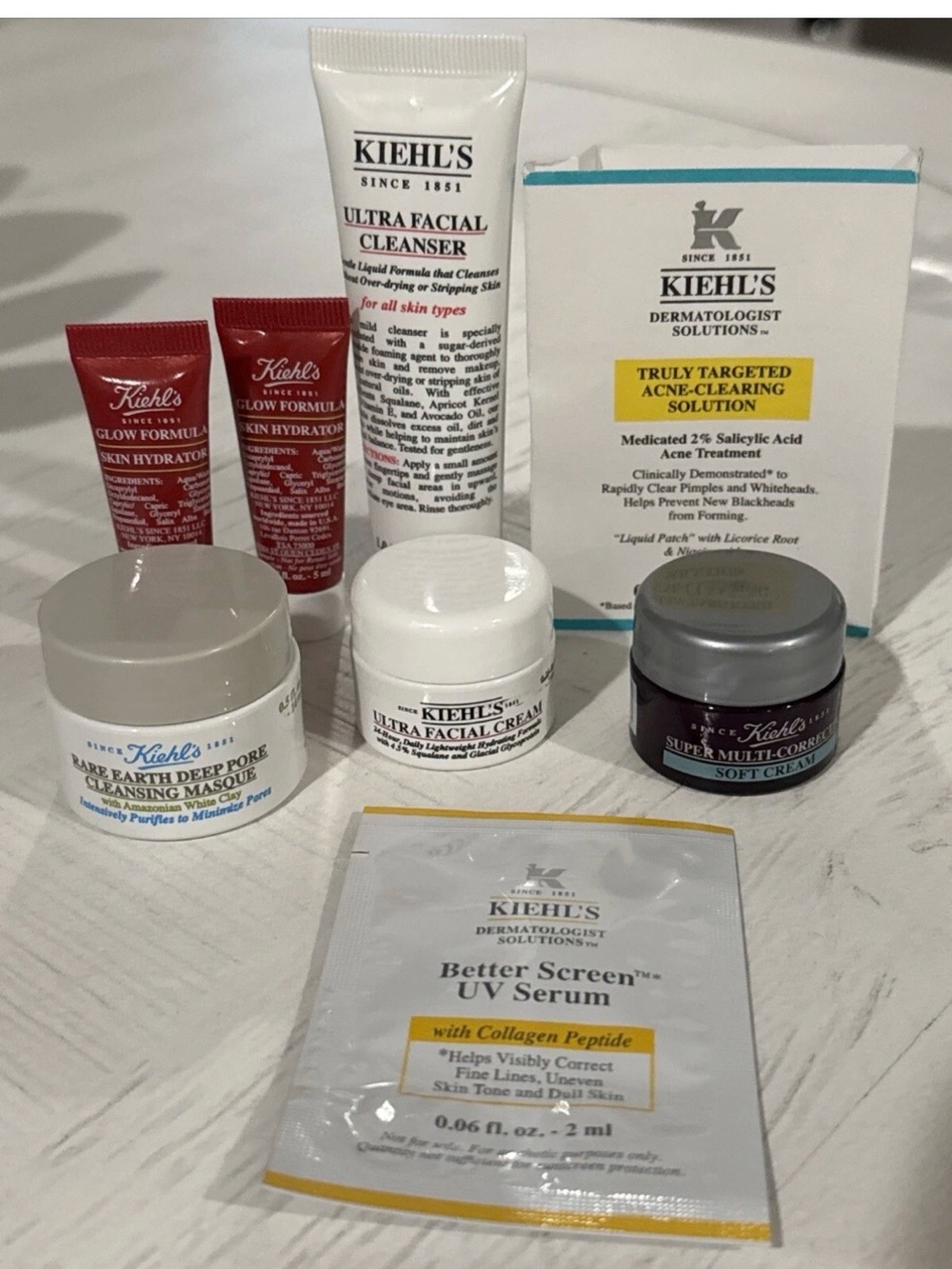 Kiehl's Skin Care 8 Pcs Cleanser Cream Serum Pore Masque Acne Lot Bundle * READ*